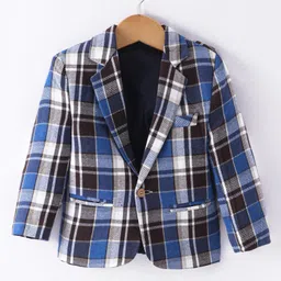 Rikidoos Full Sleeves Checked Blazer - Blue & Black-picture-23