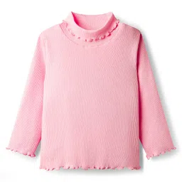 Babyhug Cotton Knit Full Sleeves Turtle Neck Winter T-Shirt - Pink-picture-18