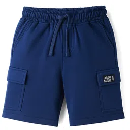 kookie kids india Kookie Kids Terry Knit Above Knee Length Shorts with Cool Kids Club Badge - Navy Blue-picture-25