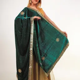 Way2Like Ethnic Motifs Embroidered Gotta Patti Velvet Dupatta image 5