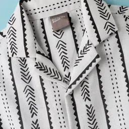 Little Kangaroos Cotton Woven Half Sleeves Striped Shirt - Black & White image 3