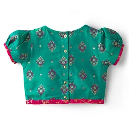 EARTHY TOUCH Viscose Woven Half Sleeves Choli Lehenga & Dupatta Set With Floral Print - Pink image 3