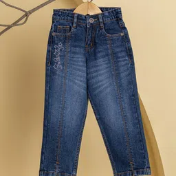 Purple United Kids Girls Straight Fit Low Distress Heavy Fade Jeans-picture-40