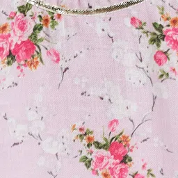 Vastramay Three Fourth Sleeves Seamless Vintage Wallpaper Style Floral Printed Choli With Coordinating Gota Lace Embellished Lehenga - Pink image 5