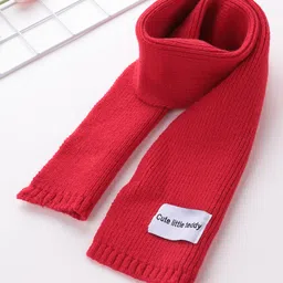 Babyhug Pom Pom Acrylic Woolen Cap Muffler & Gloves Set Teddy Design - Red image 4