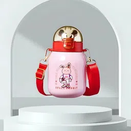 SANJARY Stainless Steel Insulated Double wall Sipper Water Bottle with neck strap for Kids 500 ml color design may vary image 4