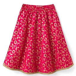 EARTHY TOUCH Viscose Woven Half Sleeves Choli Lehenga & Dupatta Set With Floral Print - Pink image 4