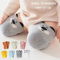 Neska Moda Cotton Elastane Animal Designed Anti Skid Socks With Knee Pads - Grey image 4