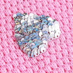 Babyhug Knitted Full Sleeves Pullover Sweater With Sequined Heart Design - Pink image 5