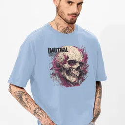 MaverIQ Men Graphic Printed Round Neck Cotton Oversized T-shirt-image-78