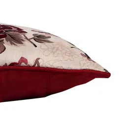 MONKDECOR Maroon & Beige Set of 2 Floral Square Cushion Covers image 3
