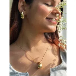 Jewels Galaxy 18K Gold Plated Glossy Chunky Dome Drop Jewellery Set-image-31