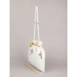 Odette Multicolor Beads and Sequins Embellished Potli Bag For Women image 4