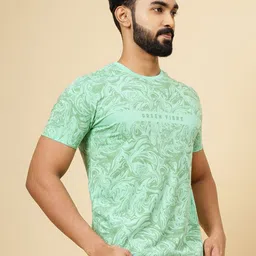 Greenfibre Men Abstract Printed Round Neck Pure Cotton Slim Fit T-shirt image 4