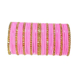 SD Star Pink Glass Artificial Stones & Beads Bangle image 2