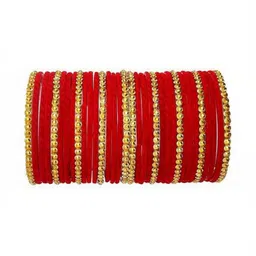 Instyle Forever Set Of 34 Red Glass Artificial Stones & Beads Bangle-picture-18