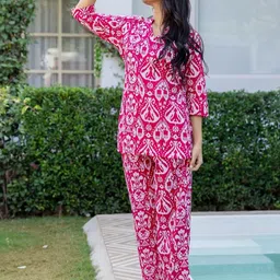 ME & MY Printed Mandarin Collar Top & Trousers Co-Ords image 2