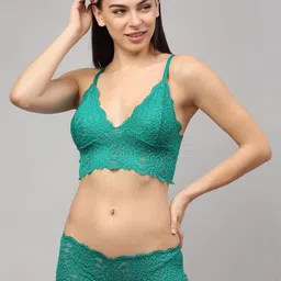 samvar Women Blue,Green,Grey Net Bra Panty Set for Lingerie Set Undergarments Pack of 3 image 5