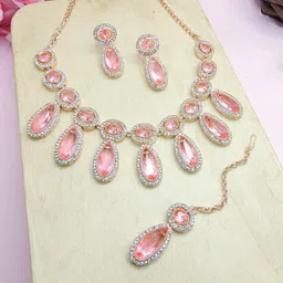 VATSALYA creation Alloy Gold- plated Pink Jewellery Set-picture-21