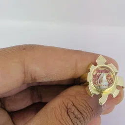 R G MART Unisex Asthadhatu Trishakti Shank Kachua Tortoise Para Gold Plated Finger Ring image 2