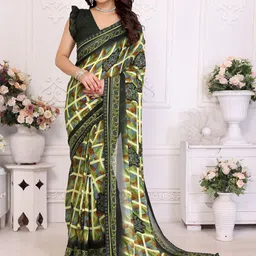 Moda Rapido Floral Beads and Stones Poly Georgette Saree-picture-14