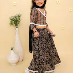 The Mom Store Girls Printed Thread Work Ready to Wear Lehenga & Blouse With Dupatta image 2