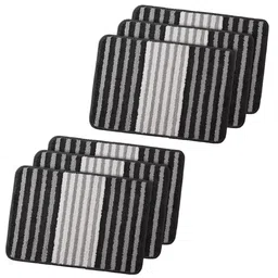 Kuber Industries Grey & Black 6 Pieces Textured Striped Doormats image 2