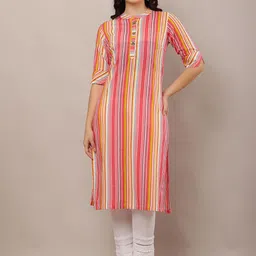 HELLO DESIGN Women Printed Thread Work Kurta image 1