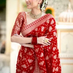 Anouk Ethnic Motifs Zari Silk Blend Handloom Banarasi Saree image 2