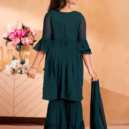 BAESD Girls Embroidered Georgette A-Line Kurta With Sharara & Dupatta-picture-58