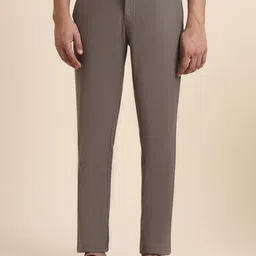 JADE BLUE Men Slim Fit Cotton Trousers-image-97