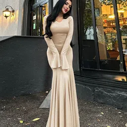 SZN Women Bell Sleeve Fit & Flare Maxi Dress-picture-29