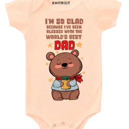 KNITROOT So Glad Dad Print Short Sleeves Onesie - Peach-image-22