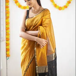 YAMUNE Woven Design Zari Pure Cotton Khadi Saree image 4