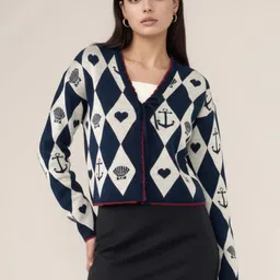 Outzidr Women Printed Crop Cardigan-picture-27