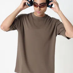 R&B Men Solid Round Neck Oversized T-shirt image 4
