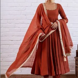 CANIZZARO Women Panelled Gotta Patti Kurta with Trousers & With Dupatta-picture-18