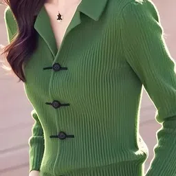 StyleCast Women Ribbed Long Sleeves Lapel Collar Front Open Sweaters image 3