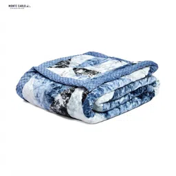 Monte Carlo Blue & Black Geometric Printed Heavy Winter Double Queen Blanket 596 GSM image 2