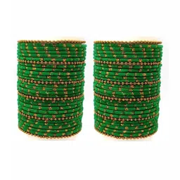 AMSHA Set Of 60 Green Glass Artificial Stones Bangle image 2