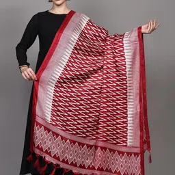 Exotic India Ethnic Motifs Printed Art Silk Dupatta with Zari-image-47