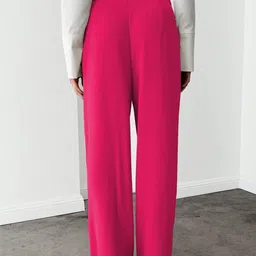 CILIMILI Women Relaxed Straight Leg High-Rise Non Iron Trousers image 3