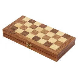 JD Sports Wooden Folding Chess Board - Brown Beige image 2