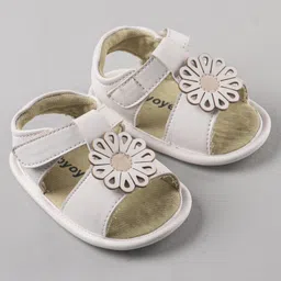 Babyoye Sandals Style Booties Floral Appliques - White image 2
