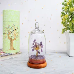Natriel Transparent & Purple Textured Wish Tree In Glass Dome Showpieces image 2