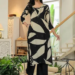 IRAYA JAIPUR Women Printed Pure Cotton Tunic & Palazzos Co-Ord Set image 3