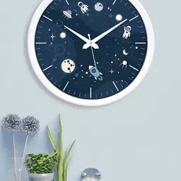 RANDOM White & Blue Printed Contemporary Wall Clock image 1