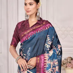 Garden Vareli Ethnic Motifs Printed Zari Pure Crepe Saree-picture-11