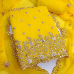 Suha Embroidered Organza Unstitched Dress Material-picture-16