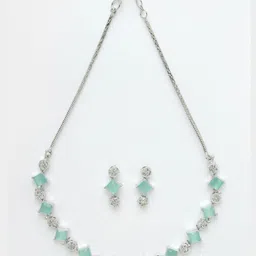 SZN Silver -Plated Cubic Zirconia Stone-Studded Jewellery Set image 2